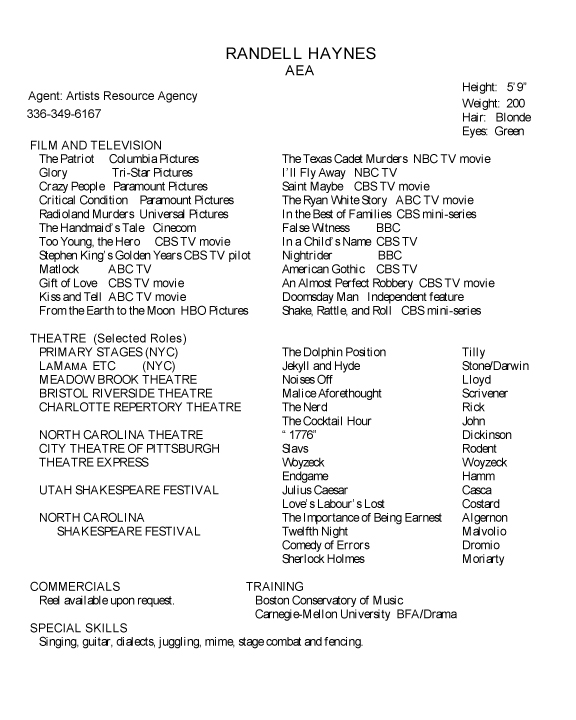 Haynes, Randell (resume)